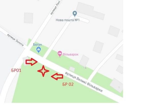 Схема рекламной плоскости по адресу вул. Великі Фільварки