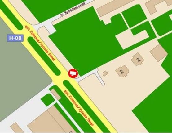 Схема рекламної площини за адресою ул. Киевская, 66 -Г