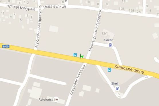 Схема рекламної площини за адресою Ленінградське шосе (Київське шосе) - Мастерський пров. - Чапаєва пров. (з міста)