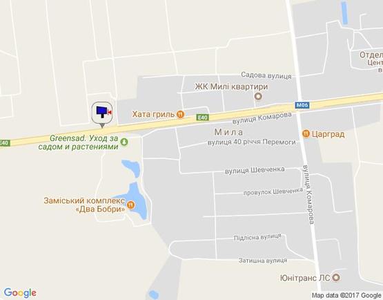 Схема рекламної площини за адресою с. Мила, траса М-06 Київ-Чоп (Житомир), км 26+700 право