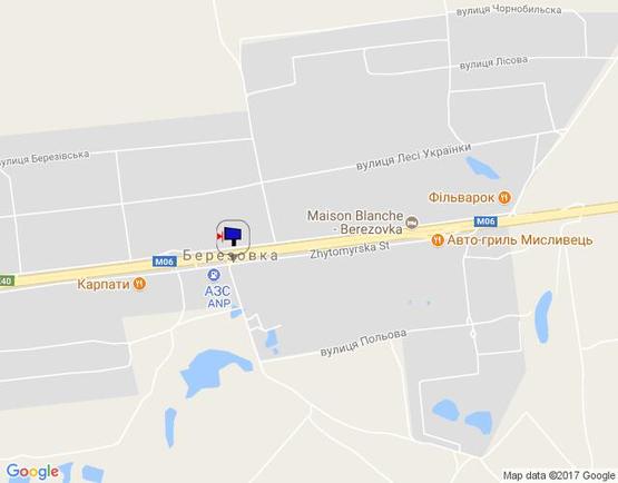 Схема рекламної площини за адресою с. Березівка, траса М-06 Київ-Чоп (Житомир), км 37+570 ліво