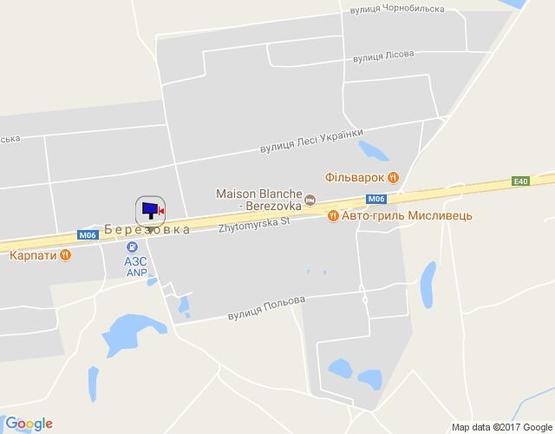 Схема рекламної площини за адресою с. Березівка, траса М-06 Київ-Чоп (Житомир), км 37+570 ліво
