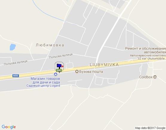 Схема рекламной плоскости по адресу с. Любимівка, траса М-06 Київ-Чоп (Житомир), км 33+500 ліво