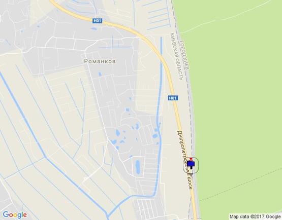 Схема рекламной плоскости по адресу Новообухівська траса, км 30+970 лево, 2 км от ресторана "Край-Рай", элитный частный сектор, возле с. Великі Дмитровичі