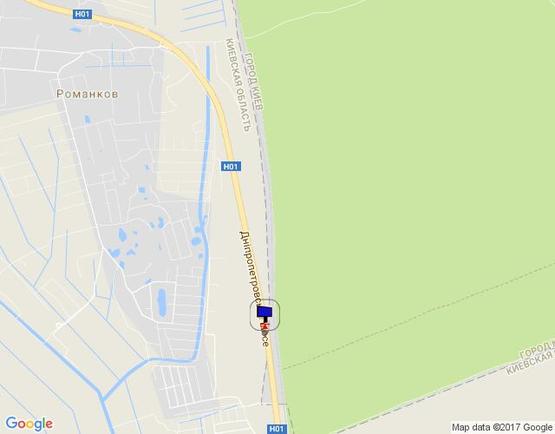 Схема рекламной плоскости по адресу Новообухівська траса, км 31+050  право, элитный частный сектор, возле с. Великі Дмитровичі, ресторан Абу-Даби