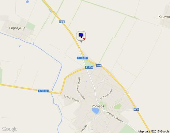 Схема рекламної площини за адресою Черкаська траса, Н-08 км 9+460 ліво, за с. Рогозів за АЗС "УкрНафта"