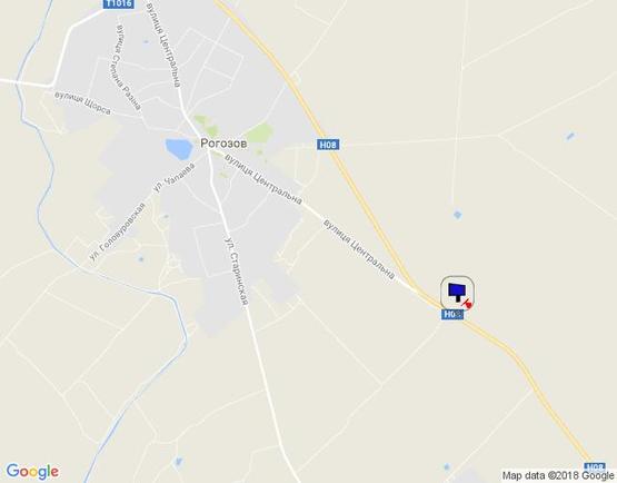 Схема рекламної площини за адресою Черкаська траса, Н-08 км 16+900 право, в'їзд в с. Рогозів з Переяслав-Хмельницького