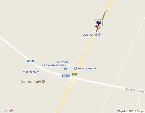 Схема рекламной плоскости по адресу Чернігівська траса, М-01, км 40+985 право, с. Скибин, вул. Київська, АЗС "SHELL", за поворотом на Велику Димерку (7км від Броварів) через 200м після АЗС "АМІК"