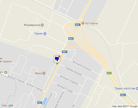 Схема рекламной плоскости по адресу с. Калинівка, км 33+640 ліво