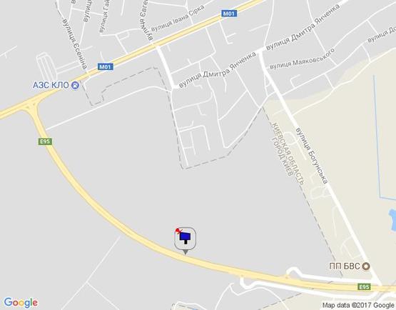 Схема рекламной плоскости по адресу м. Бровари, траса М-01, об'їзд м. Бровари, км 19+800 ліво, перед поворотом на ЖК "Скандія"