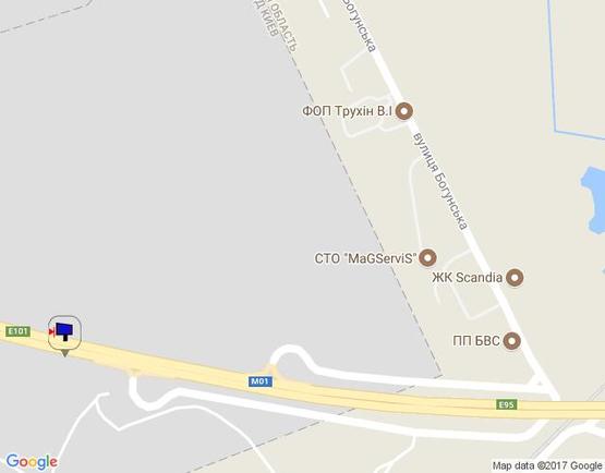 Схема рекламной плоскости по адресу м. Бровари, траса М-01, об'їзд м. Бровари, км 20+000 право, с. Княжичи, перед поворотом  ЖК "Скандія"