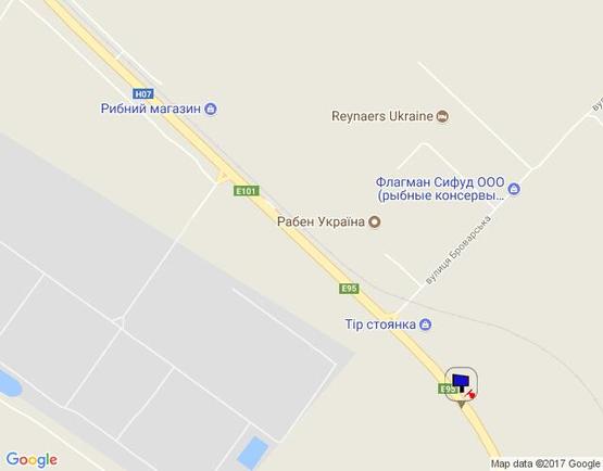 Схема рекламной плоскости по адресу об'їзд м. Бровари, траса М-01, км 34+450 ліво, с.Калинівка, термінал Raben