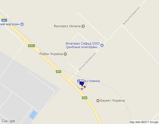 Схема рекламной плоскости по адресу об'їзд м. Бровари, траса М-01, км 34+500 право, с.Калинівка, термінал Raben,  "Флагман СіФуд", "Транс Логістік"