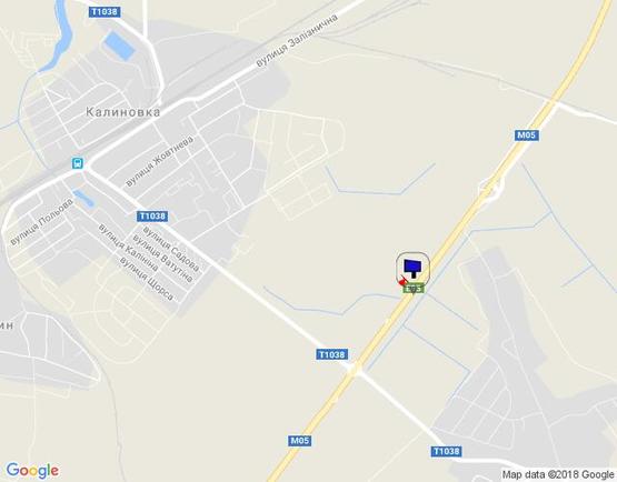 Схема рекламной плоскости по адресу смт. Калинівка, траса М-05 Київ-Одеса, км 34+655 ліво
