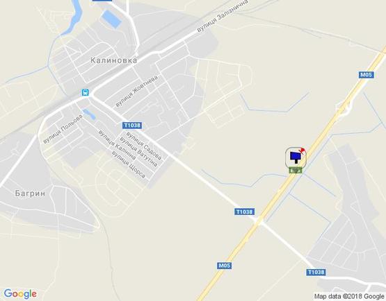 Схема рекламной плоскости по адресу смт. Калинівка, траса М-05 Київ-Одеса, км 34+655 ліво