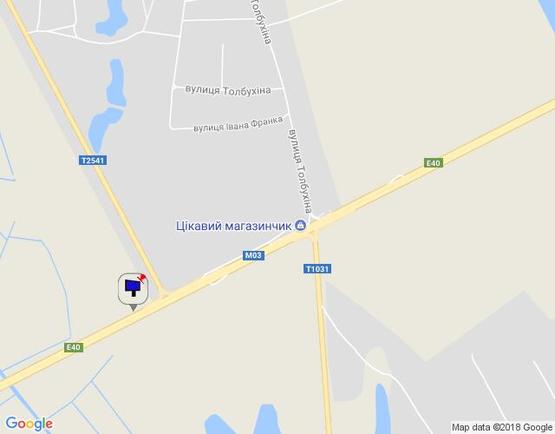 Схема рекламной плоскости по адресу Харьковская трасса, км 103+000 лево,  г.Яготин