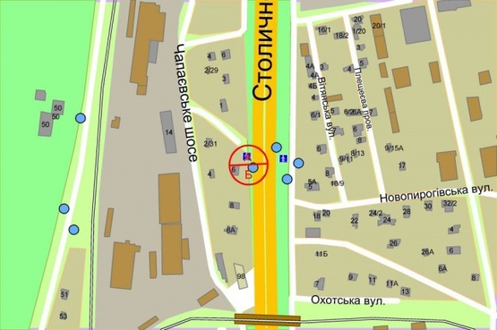 Схема рекламной плоскости по адресу Столичное шоссе("Корчеватое-2"-левее)