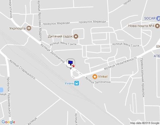 Схема рекламной плоскости по адресу м. Умань, вул. Залізнична, навпроти будинку 6