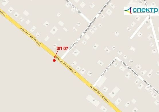 Схема рекламної площини за адресою вул.П. Слинька  зуп.Матросова