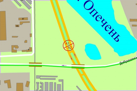 Схема рекламной плоскости по адресу Богатирська (розподілювач) Озеро Андріївське, рух в напрямку від Петрівки