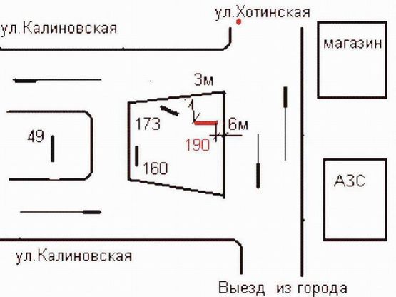 Схема рекламной плоскости по адресу вул.Калинівська  - Хотинська