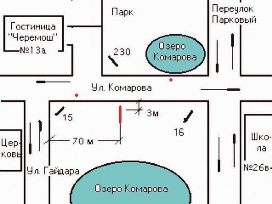 Схема рекламної площини за адресою вул.Комарова, Готель"Черемош"