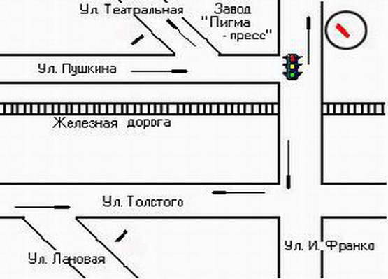 Схема рекламної площини за адресою вул.Пушкіна - вул. І.Франка ( Верхний)
