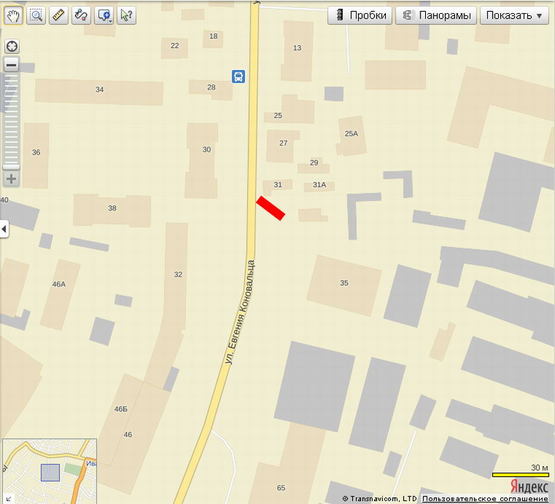 Схема рекламной плоскости по адресу Коновальця, 31 (Промприлад)