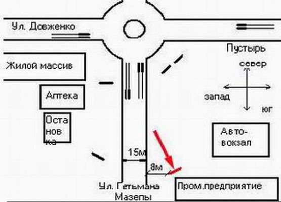 Схема рекламной плоскости по адресу вул.Гетьмана Мазепи  Автовокзал, Сільпо
