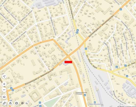 Схема рекламной плоскости по адресу Вовчинецька - вул. Привокзальна