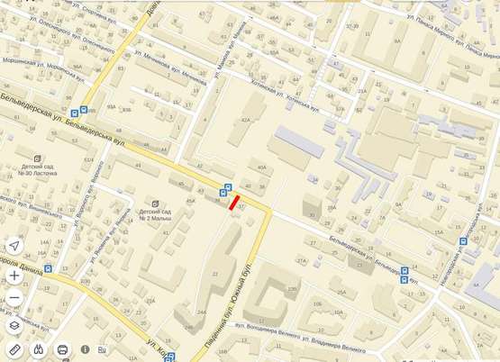 Схема рекламной плоскости по адресу Бельведерська ( нижній)