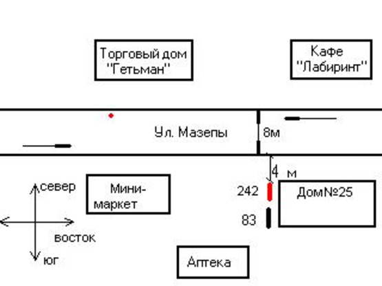 Схема рекламной плоскости по адресу вул. Мазепи-Короля Данила середній