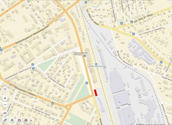 Схема рекламной плоскости по адресу Привокзальна зправа  від вокзалу( правий)