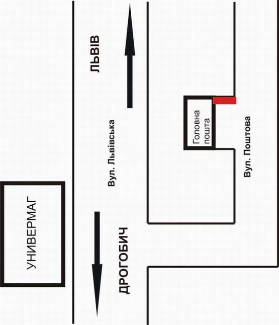 Схема рекламной плоскости по адресу вул.Поштова,5