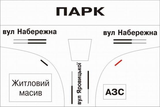 Схема рекламной плоскости по адресу вул.Набережна - вул. Яровицької (місце 2)