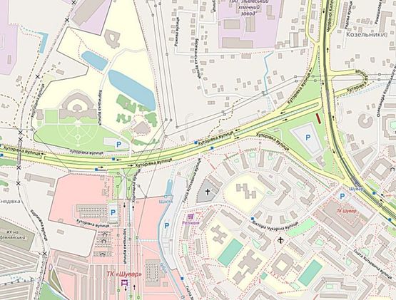 Схема рекламной плоскости по адресу Хуторівка,  Сихівський міст (ринок Шувар) правий