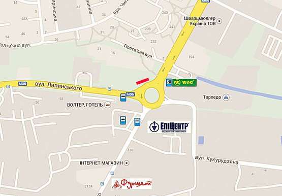 Схема рекламной плоскости по адресу Хмельницького - вул. Липинського - вул. Кукурудзяна№2 (права)