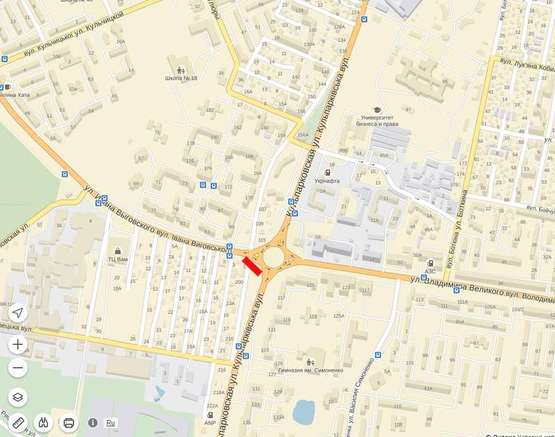 Схема рекламной плоскости по адресу Кульпарківська -Виговського -  вул. В. Великого (зліва)