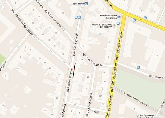 Схема рекламной плоскости по адресу Франка, 41 (середній) (3,52х3 м.)