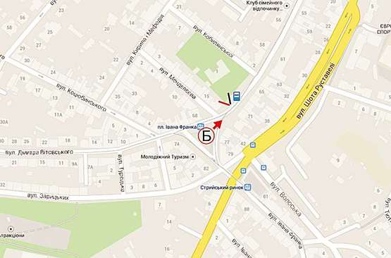 Схема рекламной плоскости по адресу Франка  ст. Б (в центр)