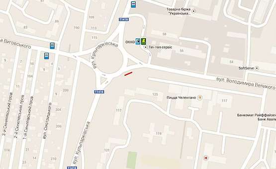 Схема рекламной плоскости по адресу Кульпарківська - В.Великого -  (біля кільця)