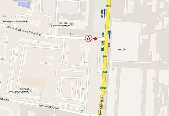 Схема рекламной плоскости по адресу Стрийська (завод ЛАЗ)