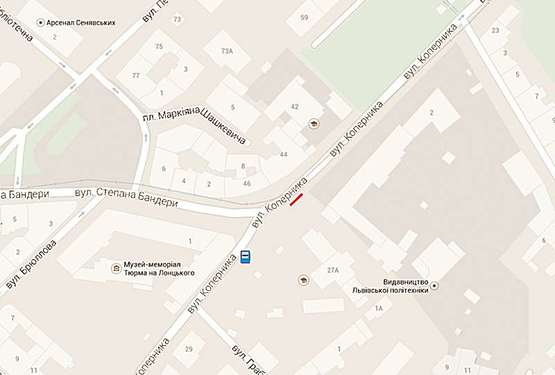 Схема рекламной плоскости по адресу вул.Коперніка - вул. Ст. Бандери (друк на банері)