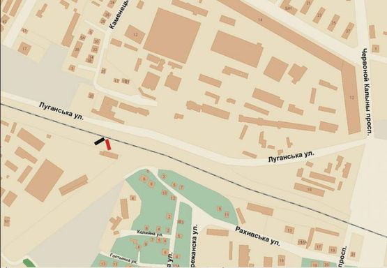 Схема рекламной плоскости по адресу вул. Луганська (автосалон)  №2 ст. Б