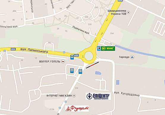 Схема рекламной плоскости по адресу Липинського - вул. Б. Хмельницького (центр)ТЦ Фуршет. АС №2