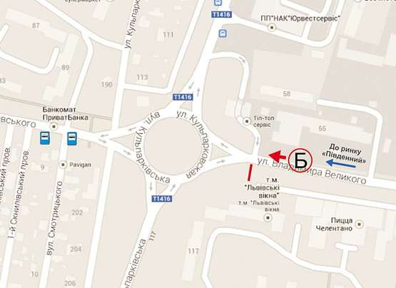 Схема рекламної площини за адресою Володимира Великого, 123 -  Кульпарківська (до вул. Виговського), ст. Б