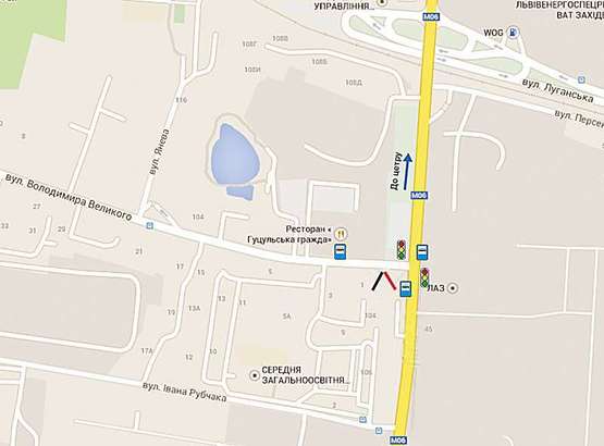 Схема рекламной плоскости по адресу Стрийська - вул. Володимира Великого (з центру по Стрийській)