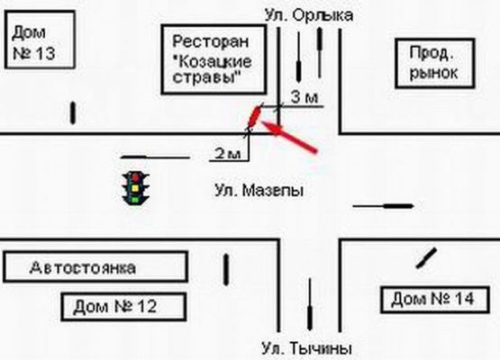 Схема рекламной плоскости по адресу вул.Гетьмана Мазепи, 11