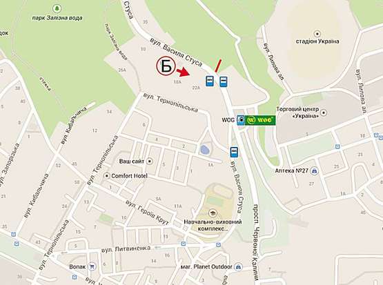 Схема рекламной плоскости по адресу Стуса, нижче будинку 47 (з центру)