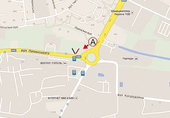 Схема рекламной плоскости по адресу Липинского- Б. Хмельницкого (в центр з ринку, А)